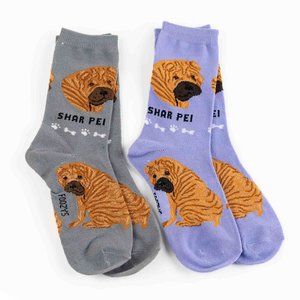 Shar Pei Fighting Dog Wrinkles Puppy Cute Dogs 2 Pairs Women's Foozys Socks